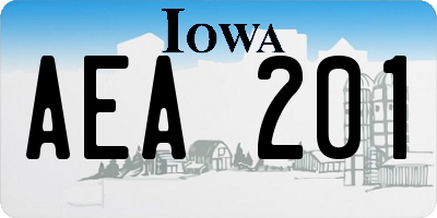 IA license plate AEA201