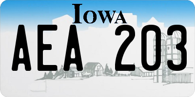 IA license plate AEA203