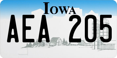 IA license plate AEA205