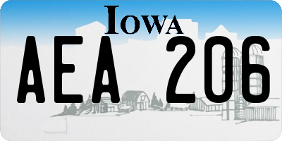 IA license plate AEA206