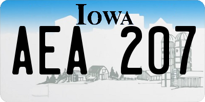 IA license plate AEA207
