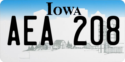 IA license plate AEA208