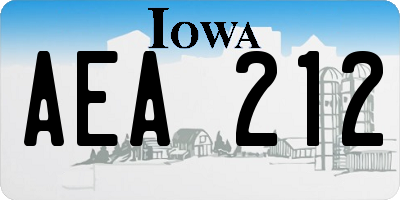 IA license plate AEA212