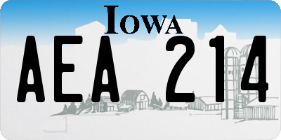 IA license plate AEA214