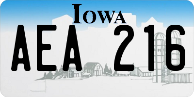 IA license plate AEA216
