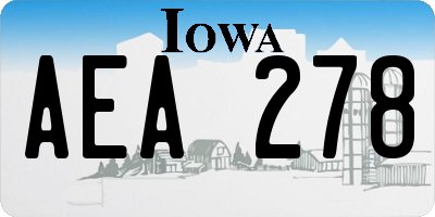 IA license plate AEA278
