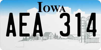 IA license plate AEA314