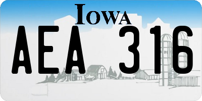 IA license plate AEA316