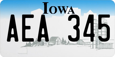 IA license plate AEA345