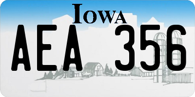 IA license plate AEA356