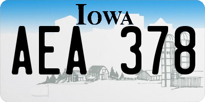 IA license plate AEA378