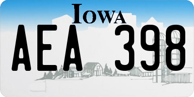 IA license plate AEA398