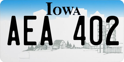 IA license plate AEA402