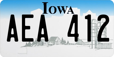 IA license plate AEA412