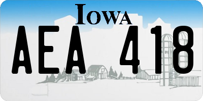IA license plate AEA418
