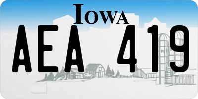 IA license plate AEA419
