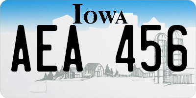 IA license plate AEA456