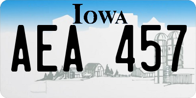 IA license plate AEA457