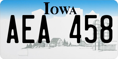 IA license plate AEA458