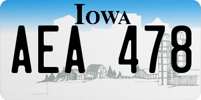 IA license plate AEA478