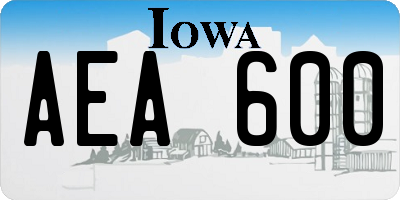 IA license plate AEA600