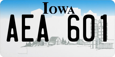 IA license plate AEA601