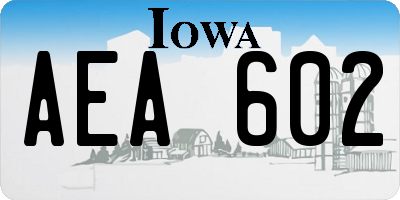 IA license plate AEA602