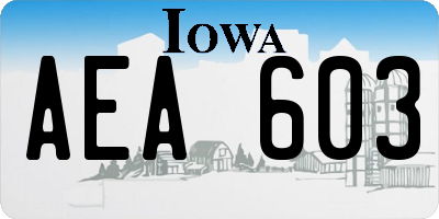 IA license plate AEA603