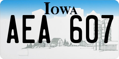IA license plate AEA607