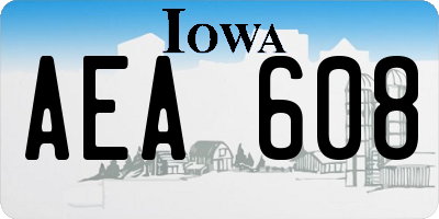 IA license plate AEA608