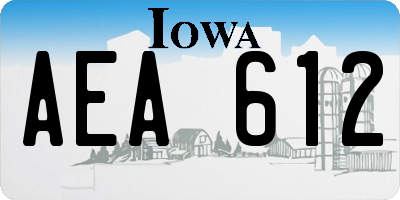 IA license plate AEA612