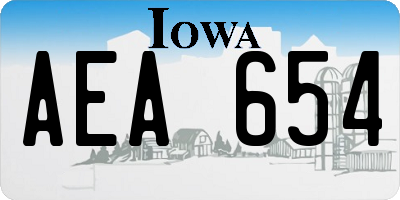 IA license plate AEA654