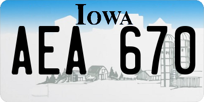 IA license plate AEA670