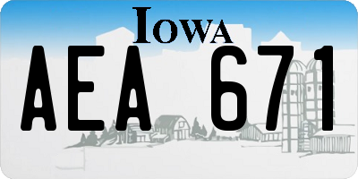 IA license plate AEA671