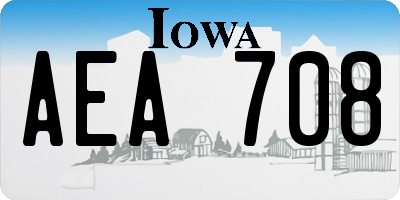 IA license plate AEA708
