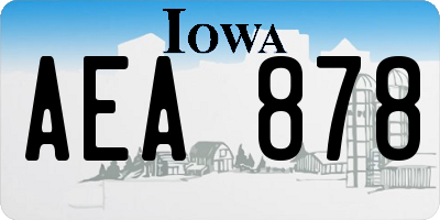 IA license plate AEA878