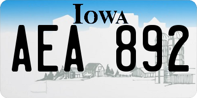 IA license plate AEA892