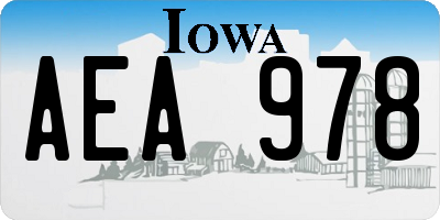 IA license plate AEA978