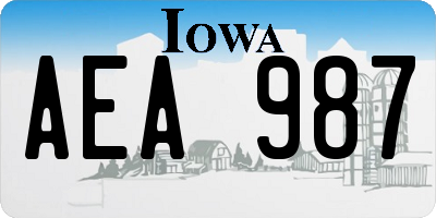 IA license plate AEA987