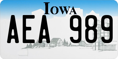 IA license plate AEA989