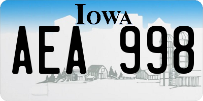 IA license plate AEA998