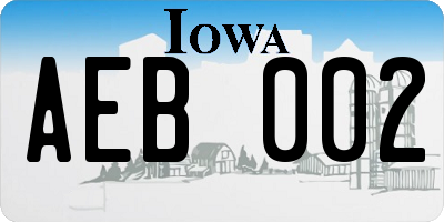 IA license plate AEB002