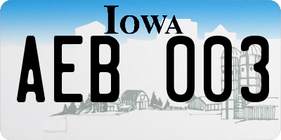 IA license plate AEB003