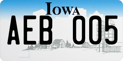 IA license plate AEB005