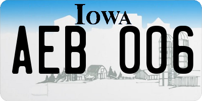 IA license plate AEB006