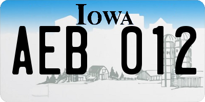 IA license plate AEB012