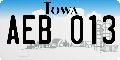 IA license plate AEB013