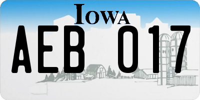 IA license plate AEB017