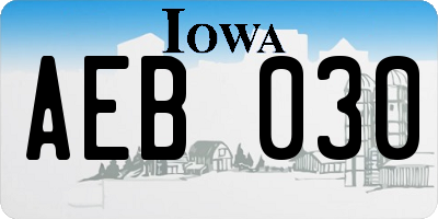 IA license plate AEB030
