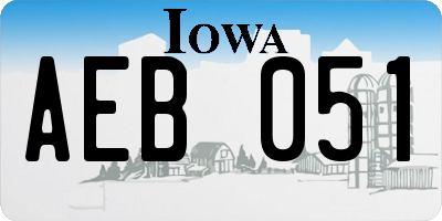 IA license plate AEB051
